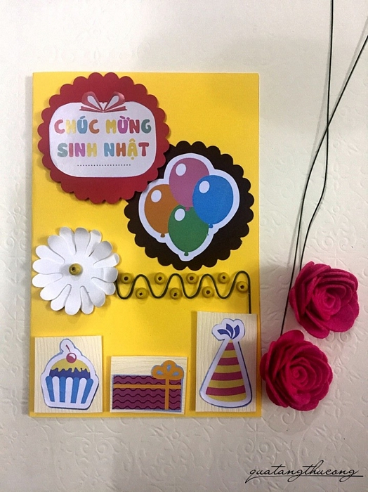 Thiệp handmade sinh nhật 15x21cm mẫu 1